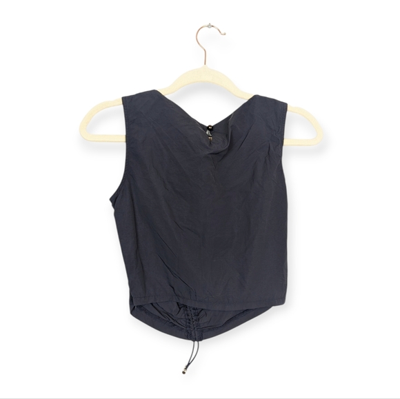 NWT Daisy Street Navy Blue Asymmetric Ruched Crop Top Size S - Picture 2 of 11